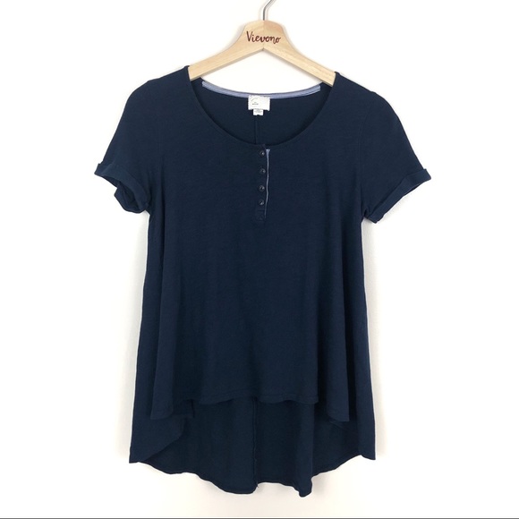Anthropologie Tops - Anthropologie l Postmark Navy High-Low Hem Tee M